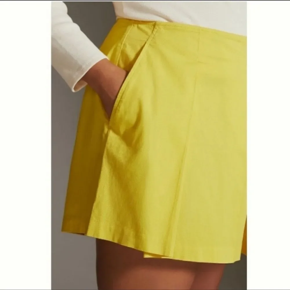 Anthropologie Maeve Bright Yellow Tennis Pleated High Rise Skort Size 4